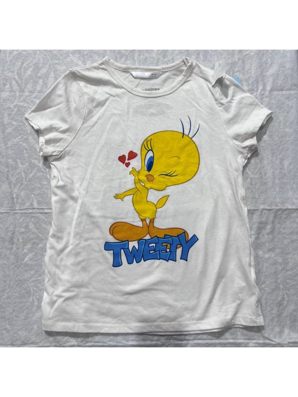 Looney Tunes Tweety White T-Shirt girls Medium 100% Cotton Cute Cartoon Graphic
